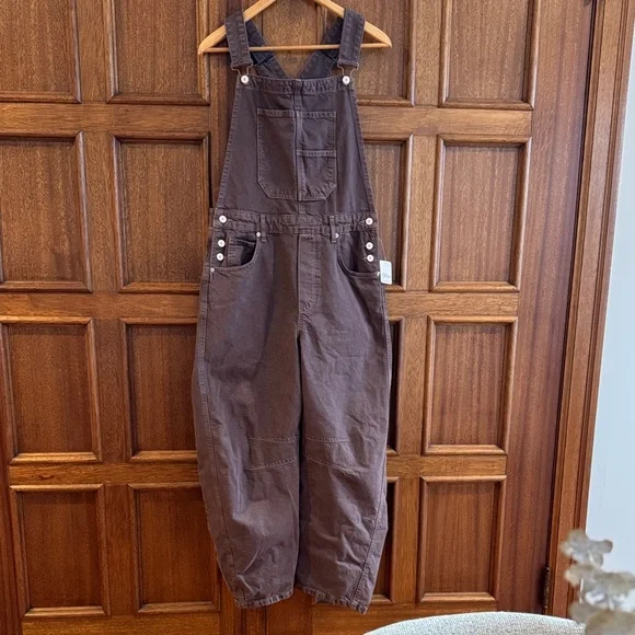 NWT Free people Good Luck Barrel Overalls jumpsuit Sz M - Picture 6 of 11